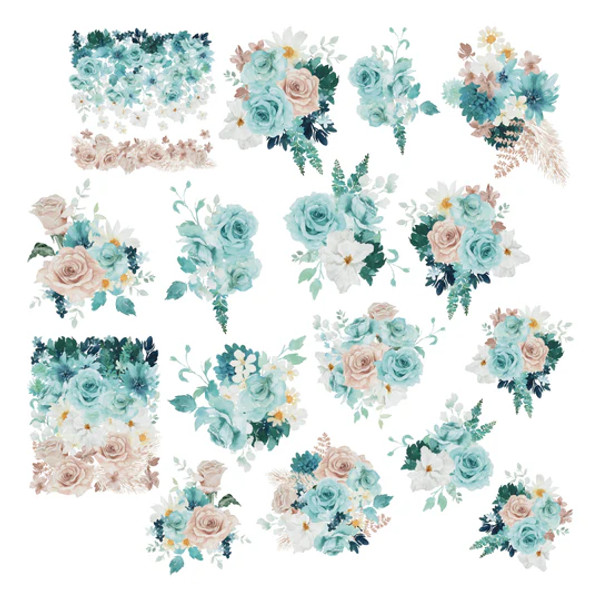 Simply Stated Design: Shades Of Teal Floral Ephemera