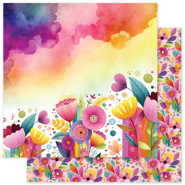 Paper Rose: 12x12 Patterned Paper, Rainbow Village Basics  D