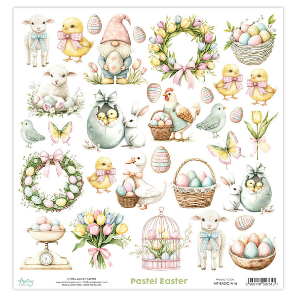 Mintay: 12X12 Mintay Basic Elements Paper, Pastel Easter