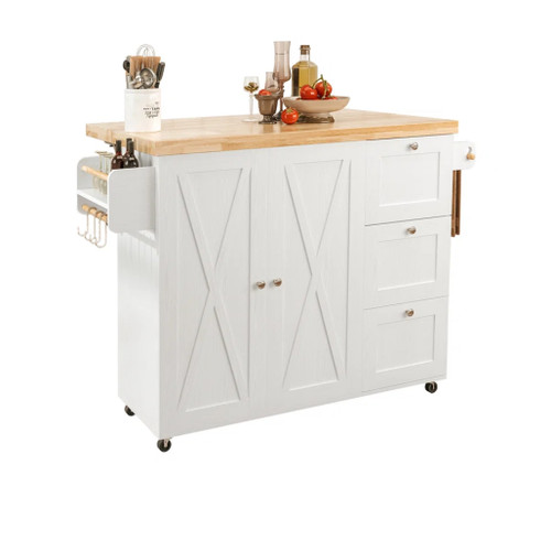 Nacimo 45.3'' Wide Rolling Kitchen Island with Solid Wood Top