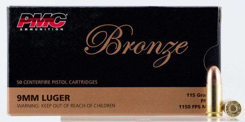 PMC 9mm Luger/Parabellum 9A Bronze Full Metal Jacket FMJ 115 Grain