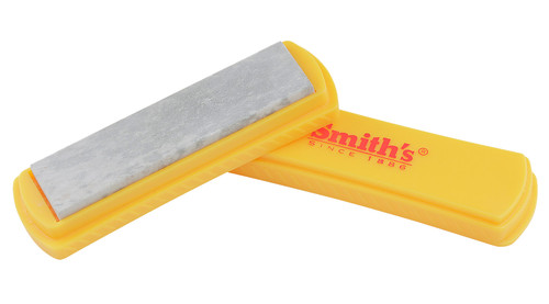 Smiths Products 50556 Arkansas Sharpening Stone Hand Held 4" Ceramic Stone Sharpener Plastic Handle White/Yellow