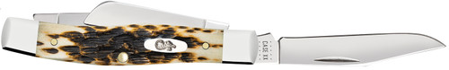 Case 00079 Stockman Medium 2.57"/1.88"/1.76" Folding Clip/Sheepsfoot/Pen Plain Mirror Polished Chrome Vanadium Steel Blade/Peach Seed Jigged Amber Bone Handle