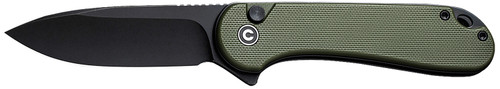 Civivi Knives C18062P-3 Elementum II EDC 2.96" Folding Drop Point Plain Black Stonewashed Nitro-V Steel Blade, OD Green Textured G10 Handle