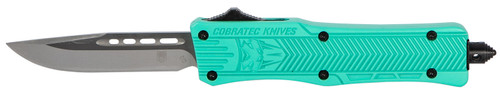 CobraTec Knives STFCTK1SDNS CTK-1 Small 2.75" OTF Drop Point Plain D2 Steel Blade/Tiffany Blue Aluminum Handle Features Glass Breaker Includes Pocket Clip