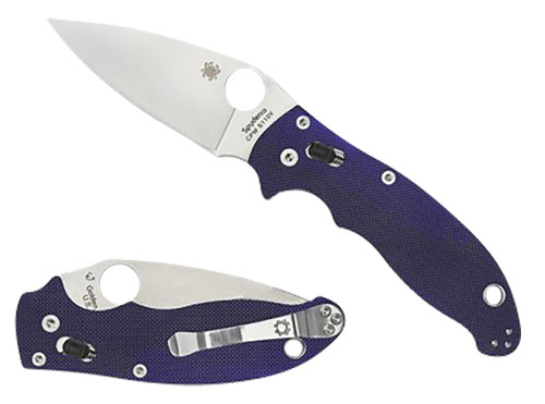 Spyderco C101GPDBL2 Manix 2 3.37" Folding Plain Satin CPM S110V Blade/Dark Blue Textured G10 Handle Includes Pocket Clip