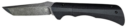 Templar Knife Auto Assist 3.25" Folding Tanto Plain Black Oxide Stonewashed Powder Coated D2 Steel Blade, 4.25" Black Textured Aluminum Handle