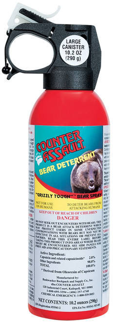 Counter Assault 15067027 Bear Spray Capsaicin Range 32 ft-7 Seconds/40 ft-8 Seconds 8.10 oz/10.20 oz Includes 2 Holsters