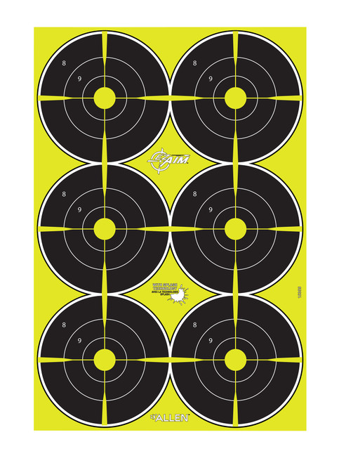 EZ-Aim 15355 Splash Reactive Bullseye Hanging Paper 12" x 18" Black/Yellow Yellow 8 Pack
