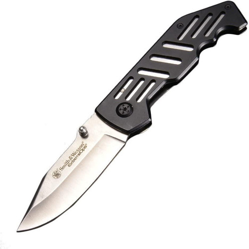 Smith & Wesson Ext Ops Folder 3.2" Satin Clip Point Blade Black Aluminum Handle