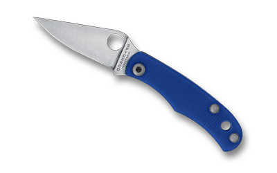 Spyderco Bug, Folding Knife, 1.27" Drop Point Blade, 12C27 Blade Steel, 2.94" Overall Length, Slipjoint Lock,  Satin Finish, Silver Blade, Blue G-10 Handle C133GBLP