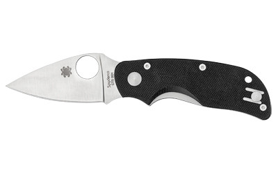 Spyderco Cat, 2.44" Folding Knife, Plain Edge, 440C/Satin, Black G10, Circle Thumb Hole/Pocket Clip C129GP