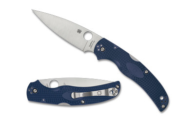 Spyderco Native Chief Lightweight, 4.02" Drop Point Blade, CPM-S110V Blade Steel, 9.05" Overall Length, Back Lock, Satin Finish, Silver, Blue FRN Handle C244PDBL