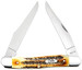 Case 65346 Muskrat 2.90" Folding Clip Point Plain Polished Tru-Sharp SS Blade, Burnt Dark Amber 6.5 BoneStag Handle