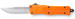 CobraTec Knives SORCTK1SDNS CTK-1 Small 2.75" OTF Drop Point Plain D2 Steel Blade/Orange Aluminum Handle Features Glass Breaker Includes Pocket Clip