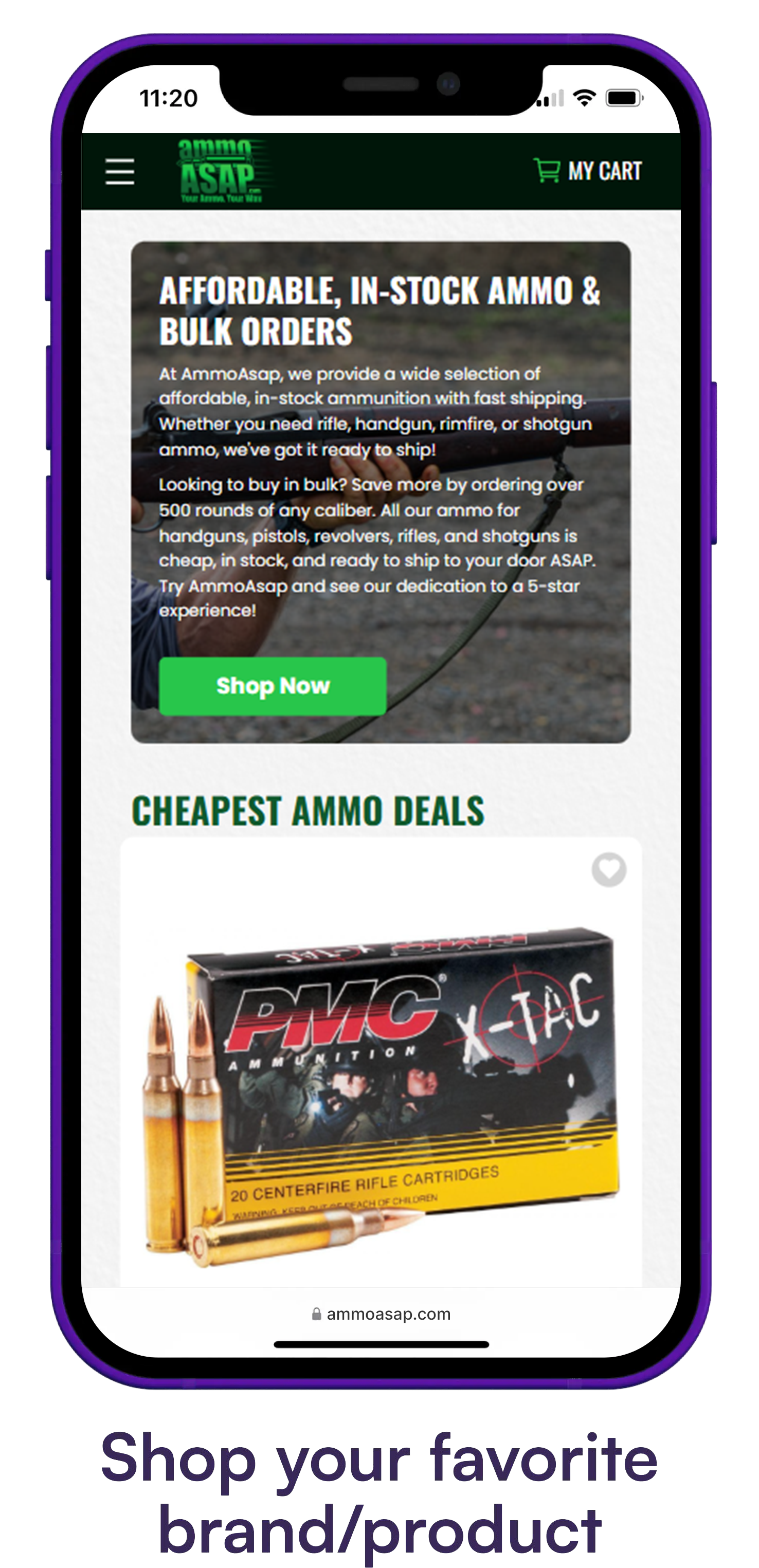 Product selection screenshot
