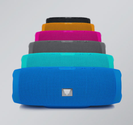 Arctic Leaf speakers in different colors with logo.