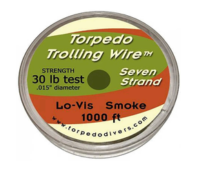 Torpedo 7 Strand Trolling Wire Lo-Vis Smoke 1000ft 30lb .015 "