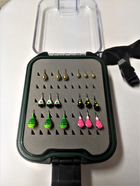 18 Tungsten Ice Jig Assortment With Waterproof Double Sided Case