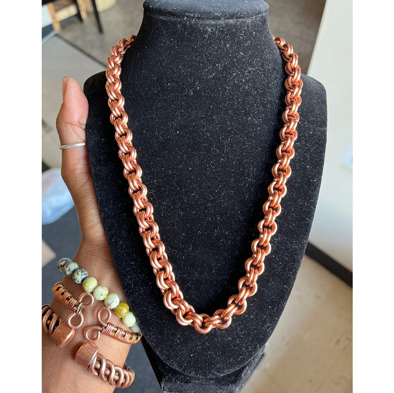 Buy Copper Necklace Chain Set for Men Heavy Duty 20 Curb Chain Necklace and  Matching Bracelet SET7920 Online in India - Etsy