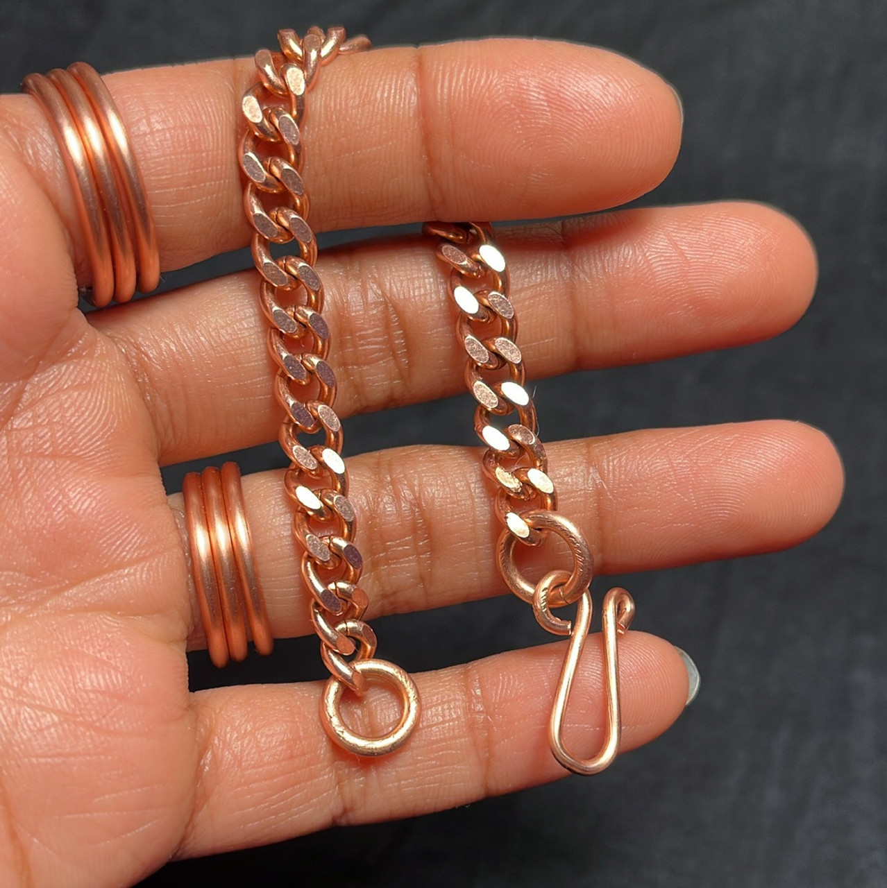 NEW SOLID Polished Copper X-tra Heavy Chain Link 9.25