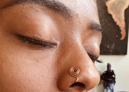Pure Copper Nose Rings 5 Pack or Single | Clip On, Ankh, Spiral, Heart Energy Designs