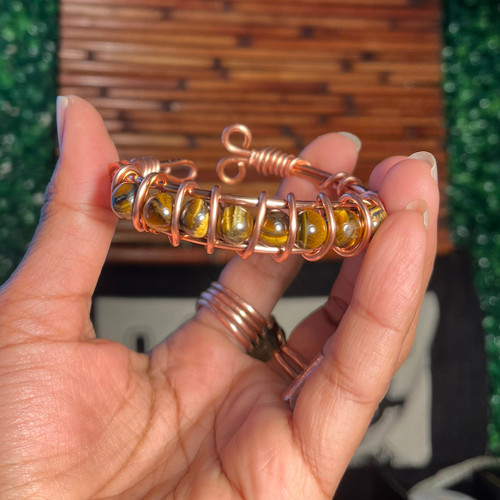 Tiger’s Eye Bracelet - Wrapped in Copper