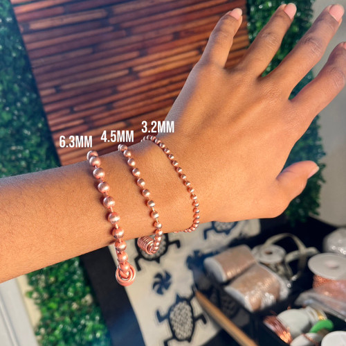 100% Authentic COPPER Ball Beaded Chain Bracelet. 3.2mm,  4.5mm + 6.3mm. Healing Metal + Heart Chakra + Energy Protection. Select Your Length!