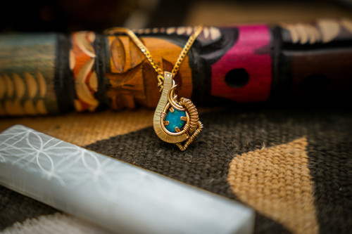 14k Gold Filled Pendant + Chain, Blue Ethiopian Welo Fire Opal - Grade AAA ~ Colorful | Spiritual Growth, Creativity, Protection. Water Energy, Storm + Fire Elements. Manifest with Opal. All Chakras + Enhance Self Expression.