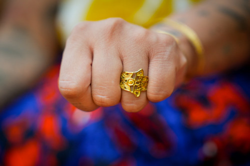 Brass Hand ~ Hamsa Ring, Golden Shine, Symbol of Protection from Evil Eye | Adjustable Sizes 3-10