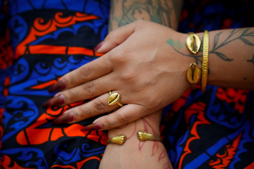 Brass Cowrie Shell Ring ~ Stylish Design, Golden Shine, Statement Piece. Symbol of Wealth + Prosperity | Adjustable Sizes 5-7