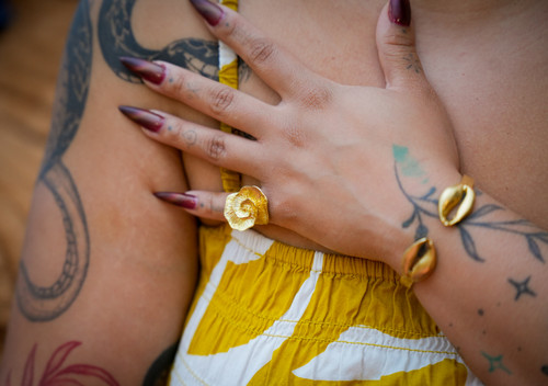 Brass Flower Ring  ~ Golden Shine, Statement Piece. | Adjustable Sizes 6-8