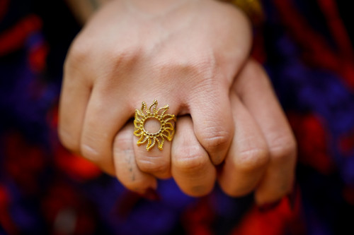 Brass Sun Ring  ~ Golden Shine, Statement Piece. | Adjustable Sizes 5-8