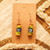 Evil Eye Earrings - Yellow + Green