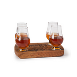 Personalized Bourbon Barrel Flight with Glasses—Sample Four Kinds of Whiskey or Share Sips With Friends in This Reclaimed Bourbon Barrel Flight