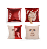 Nicolas Cage Face Sequin Pillow—Uncage This Living Room Staple