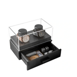 Holme & Hadfield The Weekender Watch Valet—Makes a Sophisticated Statement as You Protect, Display, and Organize Your Watches Behind Distinctive Solid Wood Pillars and a Clear Acrylic Cover