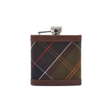Barbour Tartan Hip Flask—This Elegantly Simple Stainless Hip Flask Comes Trimmed in Barbour Tartan and Leather
