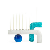 Jonathan Adler Mustique Menorah—Mod and Luminous, The Mesmerizing Mustique Menorah Pairs Juicy, Dimensional Color with Bold, Memphis-y Geometrics