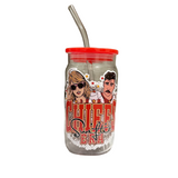 In My Chiefs Swiftie Era Glass Tumbler—Sip Your Favorite Gameday Drink From This Iconic Glass Cup Featuring Travis And Taylor In Their Swift Era