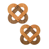 Personalized Interlocking Hearts Trivet Set—Two Wooden Hearts Combine To Form One Beautiful—And Functional—Work Of Art