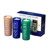 Vacation® Home Resort Three Candle Set—Three Luxury Scented Candles Made in Conjunction with ARQUISTE Parfumeur Designed to Turn Your Home into a 7-Star Luxury Resort