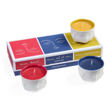 Jonathan Adler Muse Couleur Votive Set—Three Fragrances: Grapefruit, Tomato, Sea Salt—Paired with the Iconic Muse Pots, Each Finished with a Glossy Bold Colored Interior