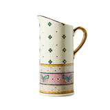 Bistro Garden Tile Pitcher—Featuring Botanical Motifs Rendered in Subtly Shimmering Tile, This Handpainted Stoneware Pitcher Lends a Garden-Grown Touch to Your Table