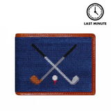 Smathers & Branson Crossed Clubs Needlepoint Wallet—A Durable Needlepoint Wallet Suitable For Daily Use, Capable Of Holding Any Cash You Might Lose On The Course