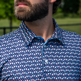 Chalk Talk Sports Men's Pickleball Paddle Polo—The Bold Contrast Collar and Pickleball Pattern will Have You Turning Heads on the Court