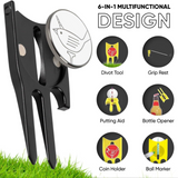 Birdicorn 6-In-1 Golf Tool—CNC-Machined From Aluminum and Packed With Purpose: It Functions as a Divot Repair Tool, Ball-Marking Stencil, Coin Holder, Putting Alignment Aid, and a U-Shaped Rest for Your Club or Cigar