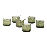 Buchanan Green Stacking Double Old-Fashioned Glasses—Low-Riding Old-Fashioneds Made of Pressed Glass Etch Around in Detailed Arches That Feel Vintage