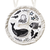 Organic Activity Pad Ocean—Keeps Baby Engaged With High-Contrast Graphics, Crinkly Textures, a Rattle, a Squeak, and a Maple Wood Teething Ring Hidden Behind the Whale