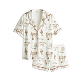 Pajamashere Western Pajama Set—Combines Classic Comfort With a Stylish Twist, Featuring a Crisp White Base Accented by Bold Orange Details for a Fresh, Modern Western-Inspired Look